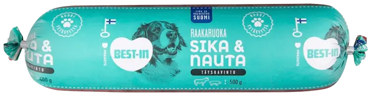 Best-In Sika ja Nauta Jauheliha Koiran Täysravinto Pakaste 500g