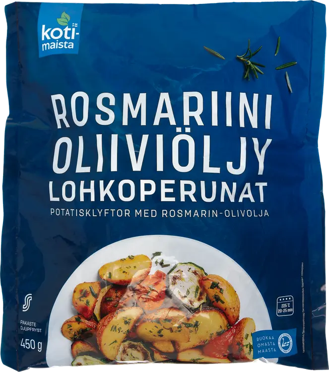Kotimaista rosmariini-oliiviöljy lohkoperuna 450 g, Pakaste