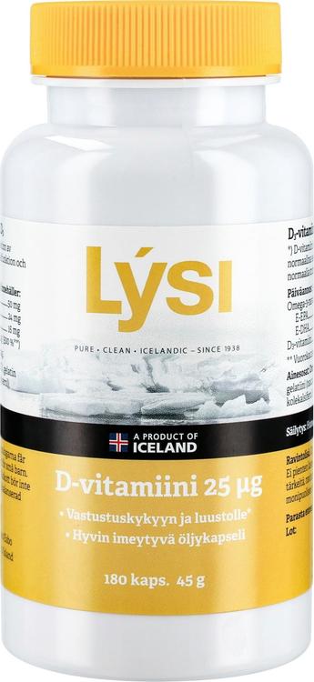 Lysi D3-Vitamiini öljykapseli 25 mcg 180kaps