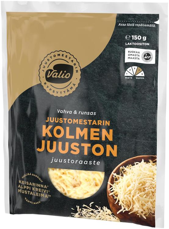 Valio Juustomestarin e150 g kolmen juuston juustoraaste