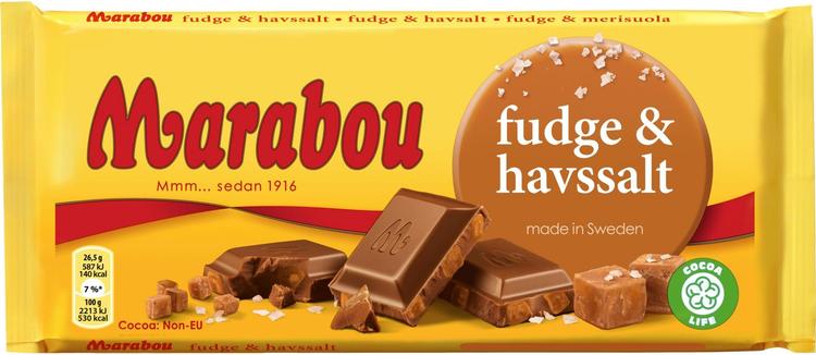 Marabou Fudge & havssalt suklaalevy 185g