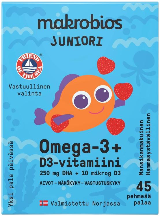 Makrobios Juniori Omega-3 + D3-vitamiini 45 kpl 63g