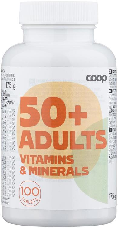 Coop 50+ vitamiini- ja kivennäisaineravintolisä 100 kpl