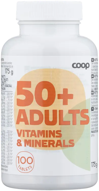 Coop 50+ vitamiini- ja kivennäisaineravintolisä 100 kpl
