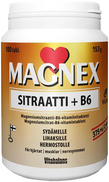 Magnex sitraatti + B6- vitamiini 100 tabl.