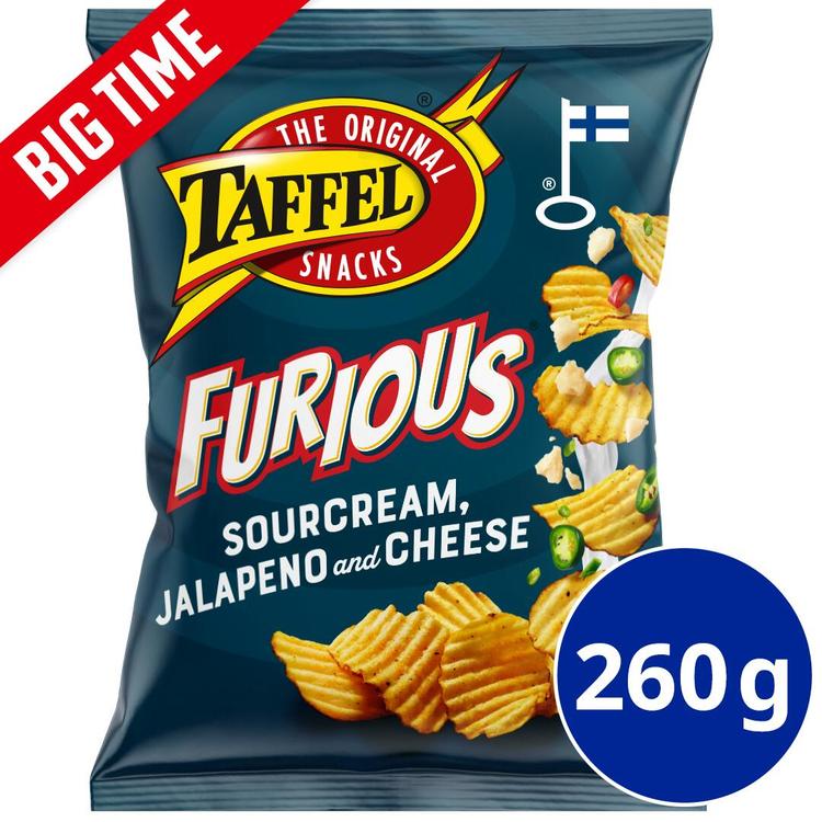 Taffel Furious sourcream chili jalapeno & cheese maustettu sipsi 260g