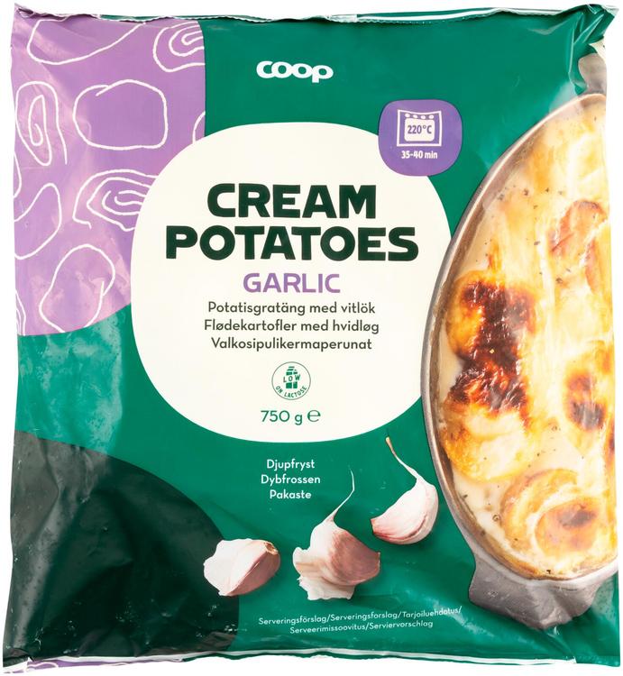 Coop valkosipulikermaperunat 750 g pakaste