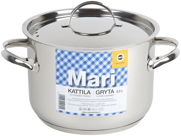 Opa Mari Steel -kattila ruostumaton teräs 3,0l