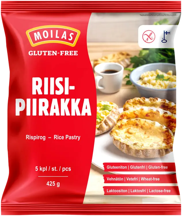 Moilas Gluten-Free riisipiirakka 5kpl 425g kypsä pakaste