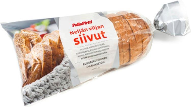 Pulla-Pirtti Neljän viljan siivut 430g siivutettu laktoositon runsaskuituinen lisäaineeton moniviljaleipä