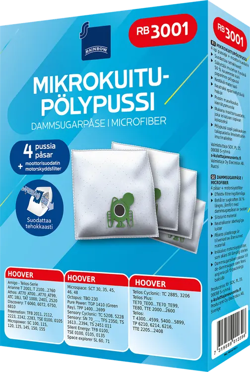 Rainbow pölypussi RB3001 4kpl + moottorisuodatin