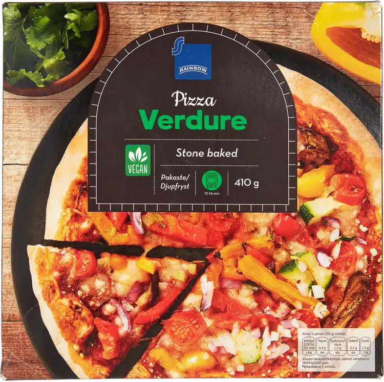 Rainbow Verdure vegaaninen kasvispizza pakaste 410g