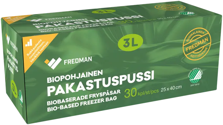 Fredman biopohjainen pakastuspussi 3l 30kpl