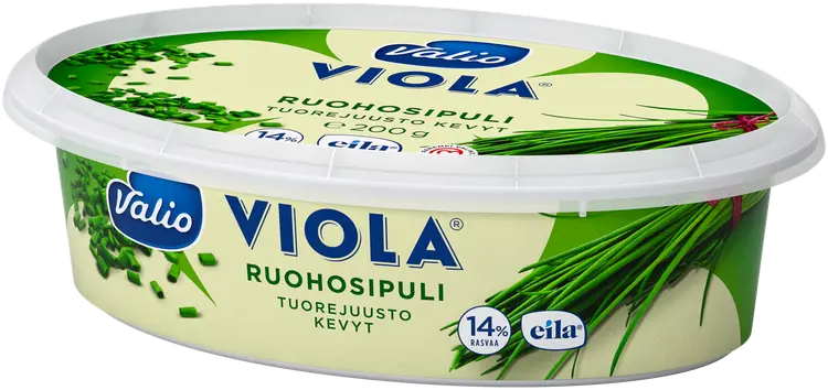 Valio Viola® kevyt e200 g ruohosipuli tuorejuusto laktoositon