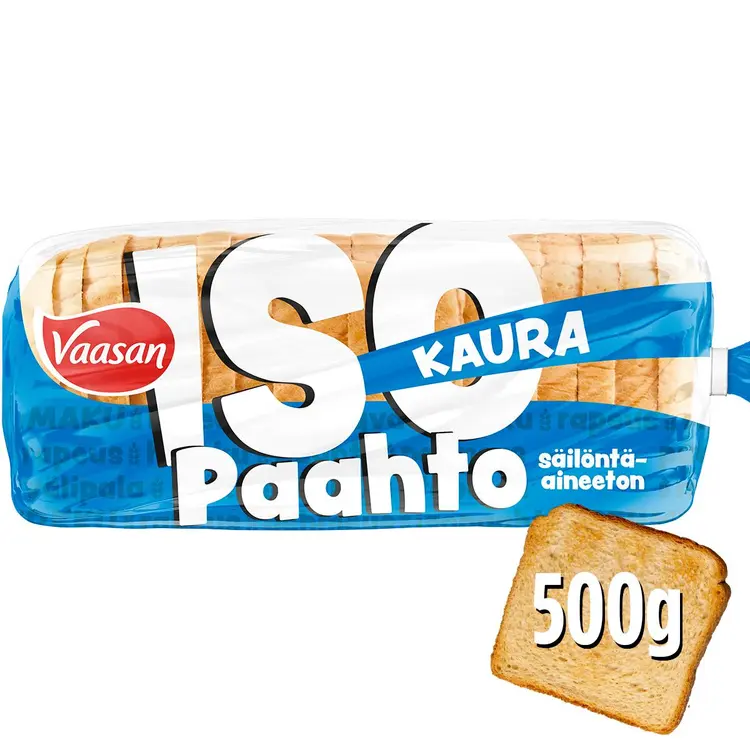 Vaasan ISOpaahto Kaura 500 g kaurainen paahtoleipä