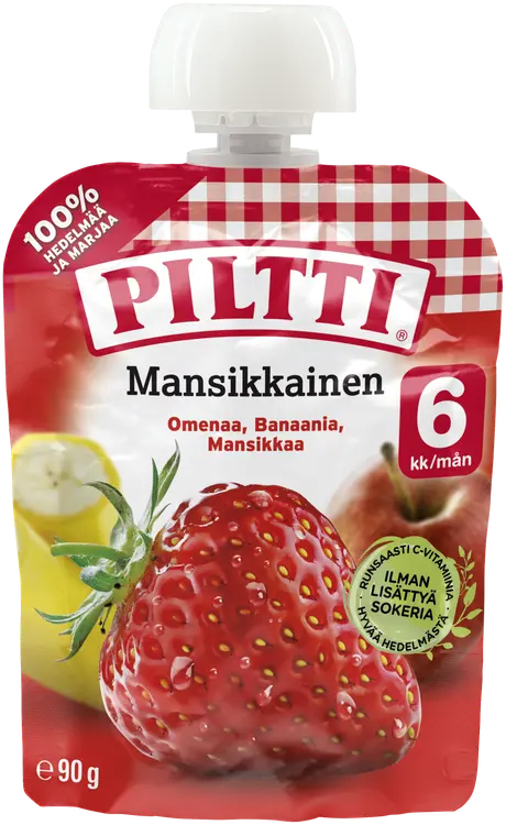 PILTTI 90g Mansikkainen hedelmäsose 6kk annospussi