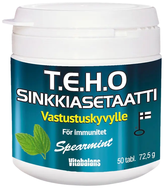 Teho Sinkkiasetaatti 50 tabl. imeskelytabletti spearmint
