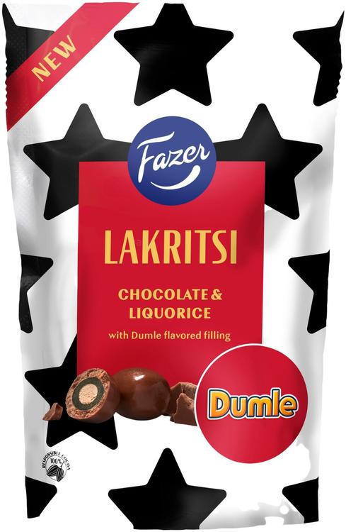 Fazer Lakritsi Choco Dumle karkkipussi 135g