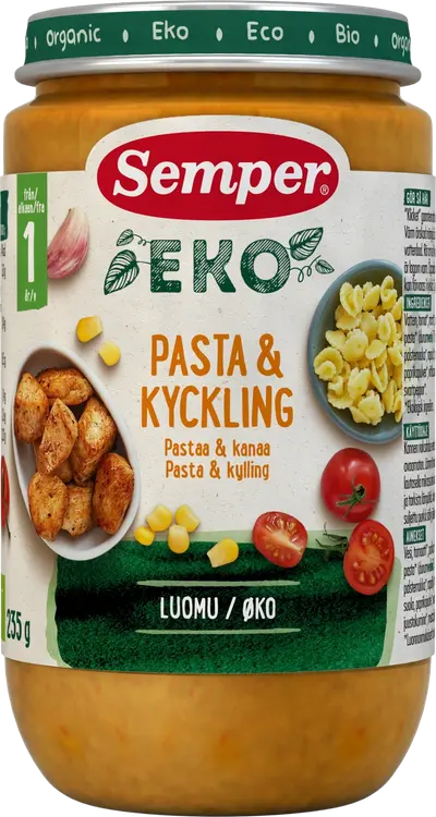 Semper EKO Pastaa & kanaa 1v luomu lastenateria 235g