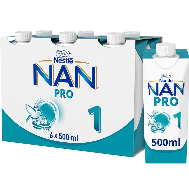 Nestlé Nan 6x500ml Pro 1 maitopohjainen käyttövalmis äidinmaidonkorvike