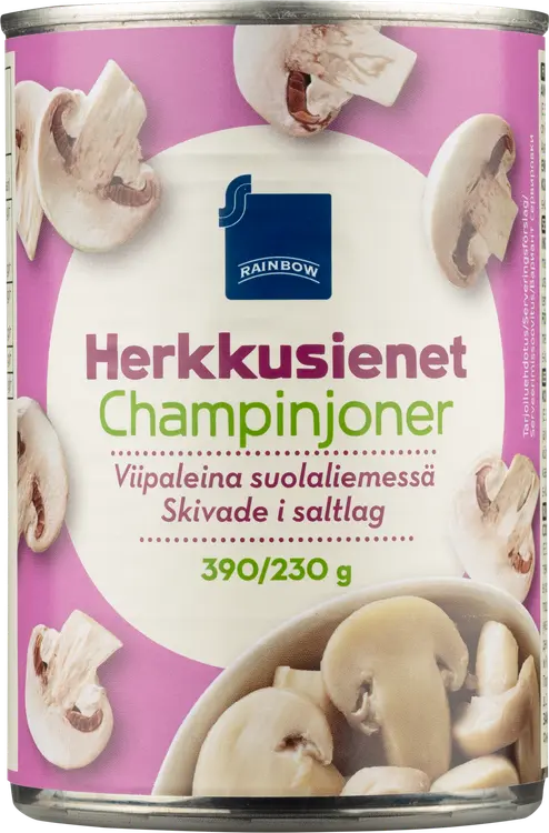 Rainbow herkkusienet viipaleina suolaliemessä 390g/230g