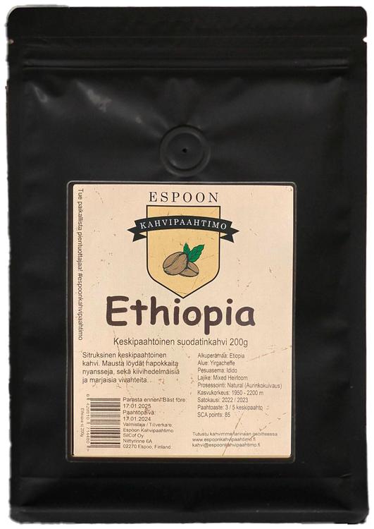 Ethiopia keskipaahtoinen suodatinkahvi 200g