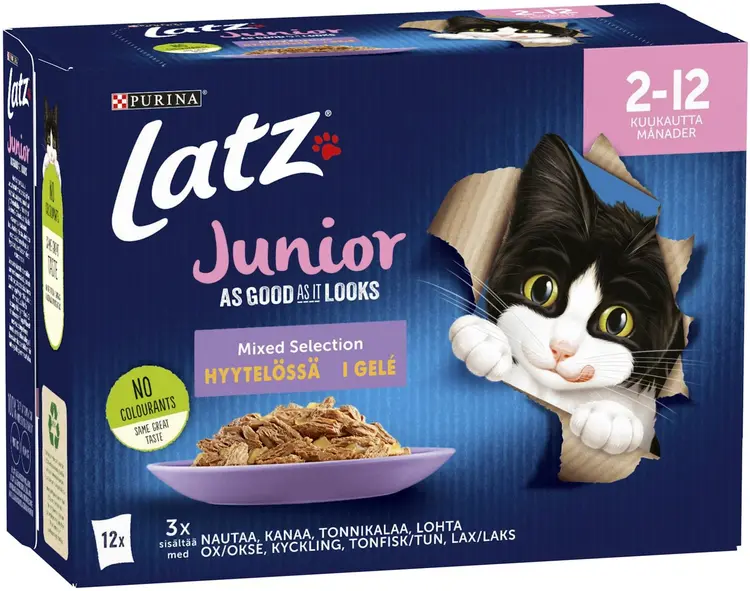 Latz Agail 12x85g Junior Mixed lajitelma hyytelössä 4 varianttia kissanruoka
