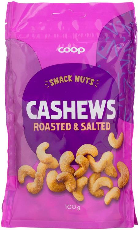 Coop paahdetut & suolatut cashewpähkinät 100g