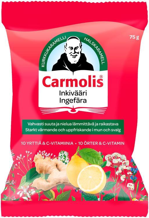 Carmolis Inkivääri yrttikaramelli 72 g