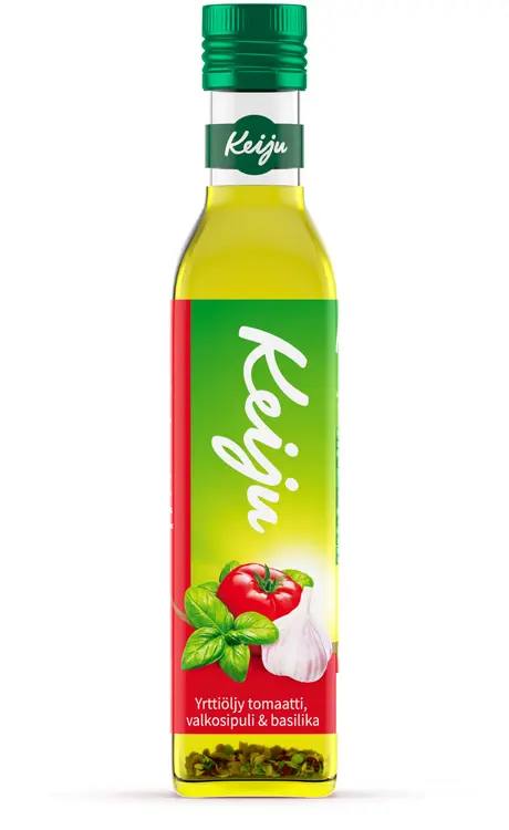 Keiju tomaatti, valkosipuli, basilika yrttiöljy 250 ml