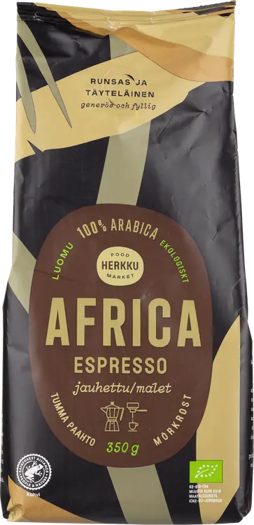 Herkku Luomu Africa Espresso 350 g jauhettu tumma paahto