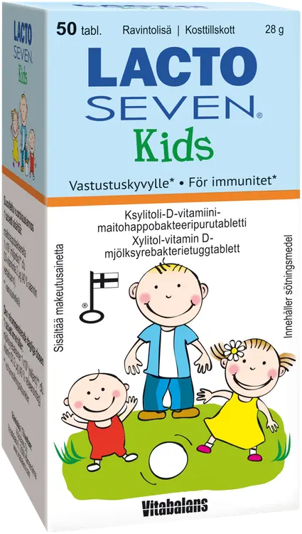 Lacto Seven Kids Ksylitoli-maitohappobakteeripurutabletti 50 tabl.