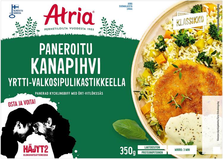 Atria Paneroitu Kanapihvi Yrtti-Valkosipulikastikkeella 350g