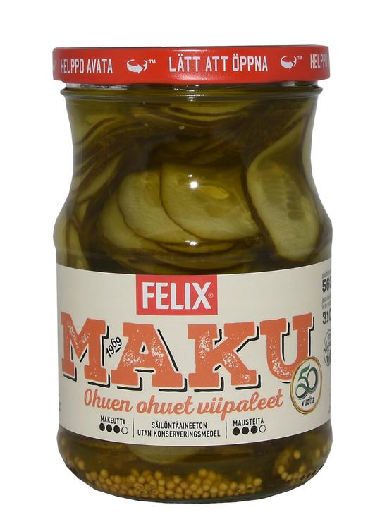 Felix Maku ohuen ohuita viipalekurkkuja mausteliemessä 560/310g