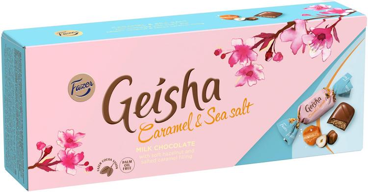 Fazer Geisha meresoola ja karamellitäidisega šokolaadi kommikarp 250g