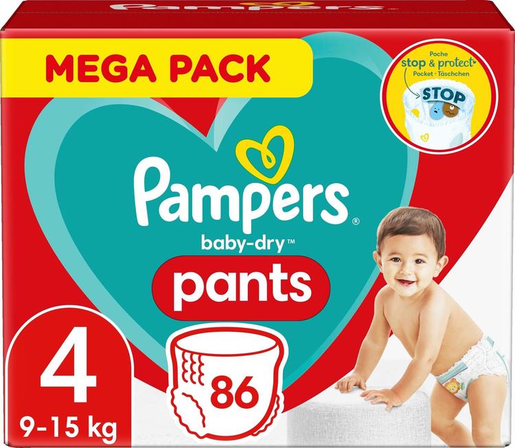 Pampers 86kpl Baby Dry Pants S4 9-15kg housuvaippa
