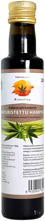 Impolan Kasvitila Kylmäpuristettu hamppuöljy 250ml