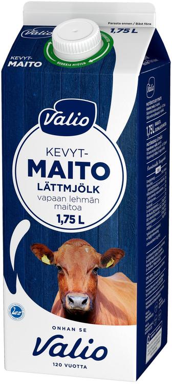 Valio vapaan lehmän kevytmaito 1,75 l