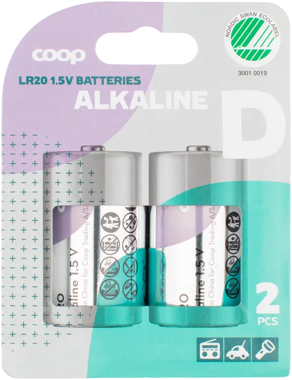 Coop alkaliparisto D/LR20/1,5V 2 kpl