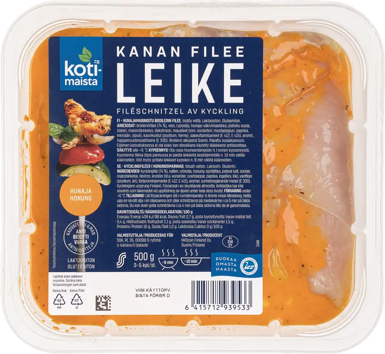Kotimaista kanan fileeleike hunajamarinoitu 500 g