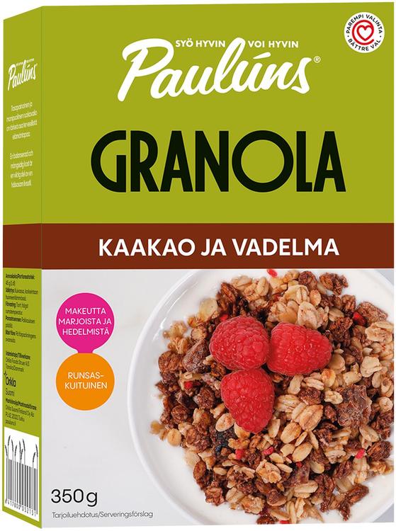 Paulúns kaakao ja vadelma granola 350g