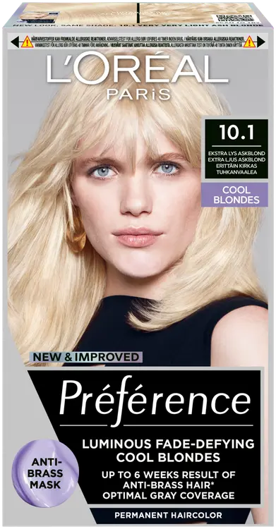 L'Oréal Paris Préférence 10.1 Helsinki Extra Light Ash Blonde Erittäin kirkas tuhkanvaalea kestoväri 1kpl