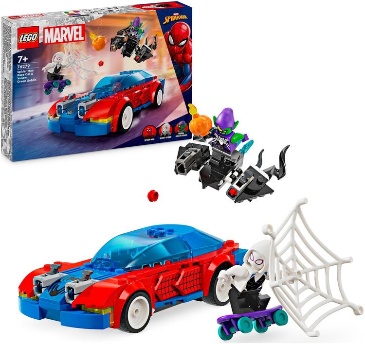 LEGO Super Heroes Marvel 76279 Spider-Manin kilpa-auto ja Venomin Vihreä Menninkäinen