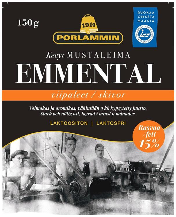 Porlammin mustaleima 15% emmentaljuustoviipale 150g