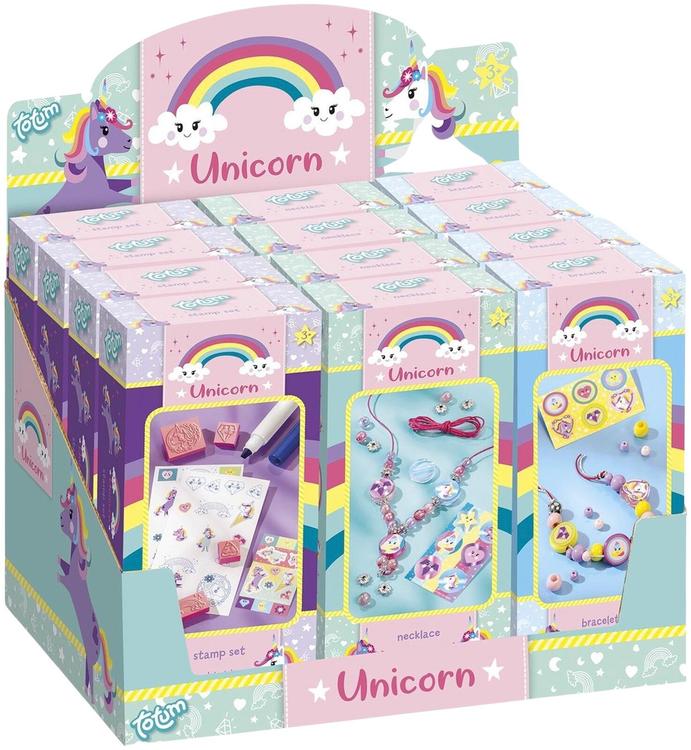 Unicorn mini askartelusetti 3 eril.lajit. (leimasinsetti, kaulakorusetti, rannekorusetti)