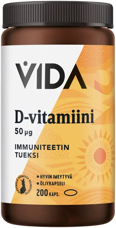 Vida D-vitamiinivalmiste D-vitamiini 50 µg 200 kapselia / 79 g