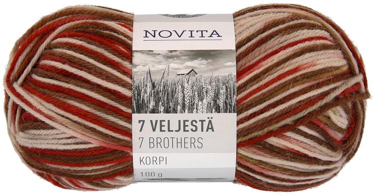 Novita lanka 7 Veljestä Korpi 100g Puunkuori 989