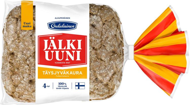 Oululainen Jälkiuuni Täysjyväkaura 4kpl 240g, täysjyväleipä