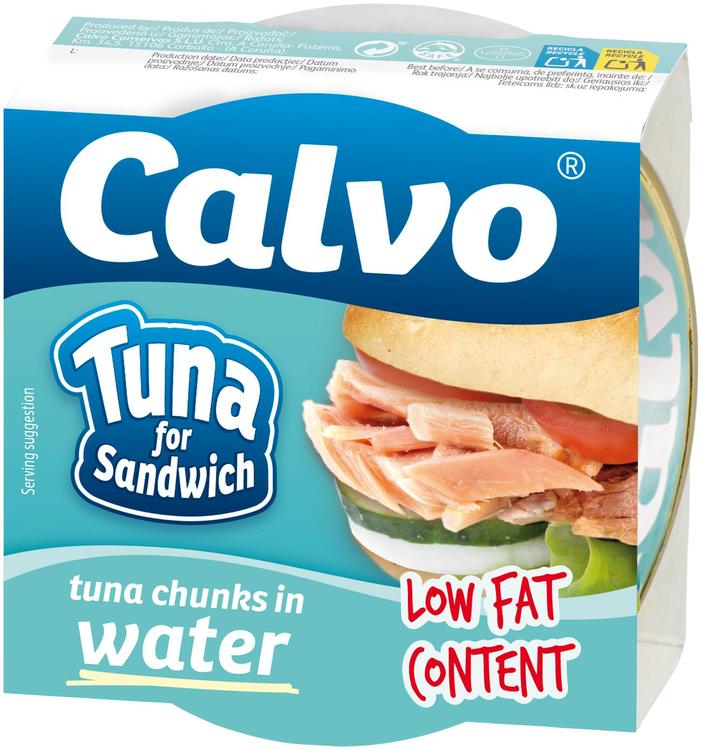 Calvo tuna for sandwich / tuunikalatükid vees 142g