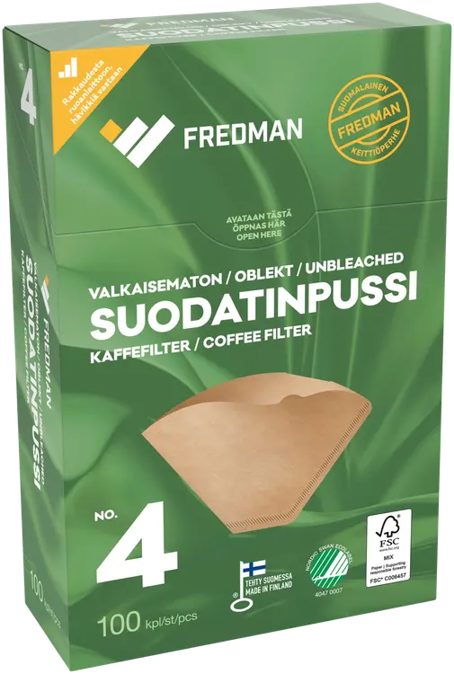 Fredman Suodatinpussi No 4 valkaisematon 100kpl